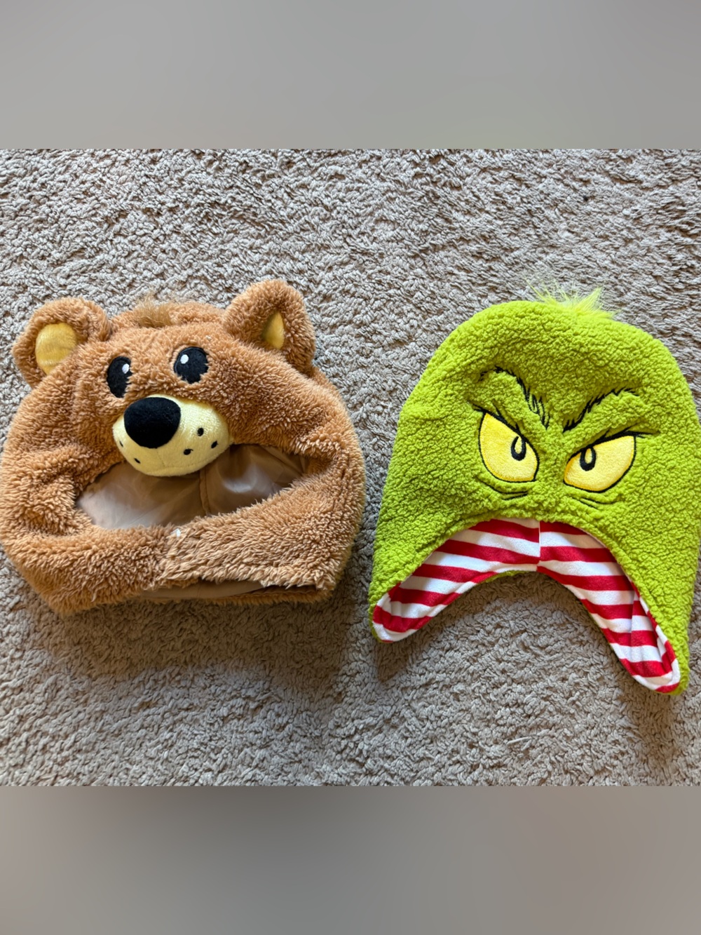 Dr Suess Brown Bear Plush Toddler Baby Kids Hat - Green Grinch Character Hat
